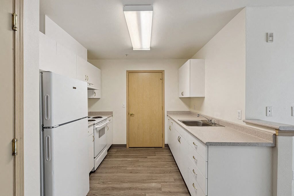 Kitchen at Ballinger Court Senior Apartments in Edmonds WA